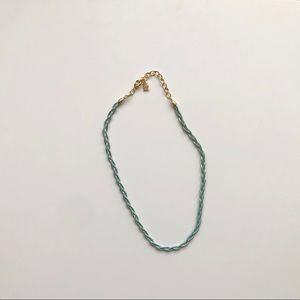Mint green and gold braided necklace